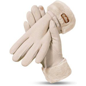 Women's Gegizun Warm Fleece Gloves Wool Thick Cuff Glove Windproof Warm Gloves
